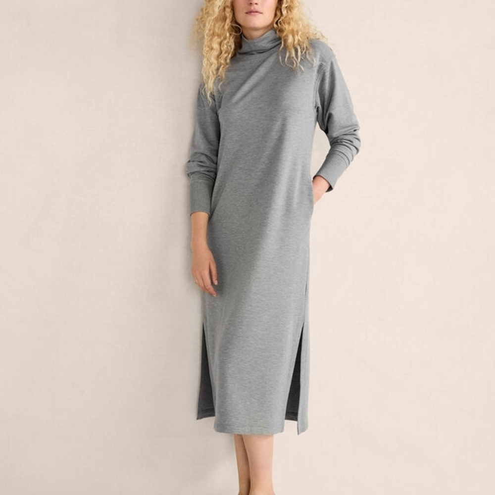 Gray Long Sleeve Turtleneck Dress